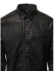 John Varvatos black rubberized shirt with zip and buttons price