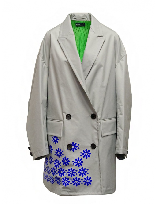 Kolor cappotto grigio in nylon con fiori blu 20SCL-C05101 GRAY