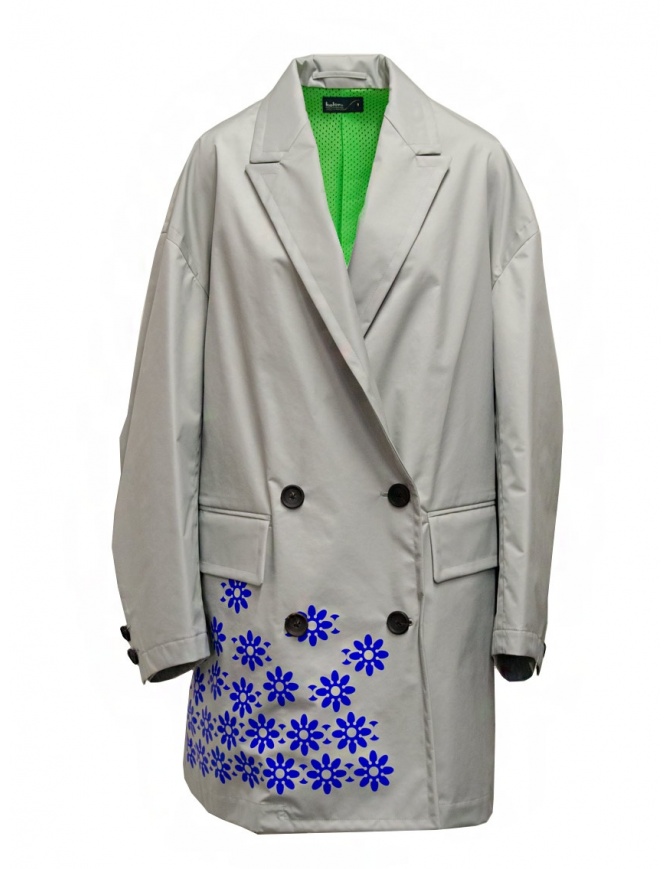 Kolor cappotto grigio in nylon con fiori blu 20SCL-C05101 GRAY cappotti donna online shopping