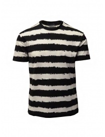 John Varvatos white and black horizontal striped t-shirt K3258W1 BSC12 BLK 001