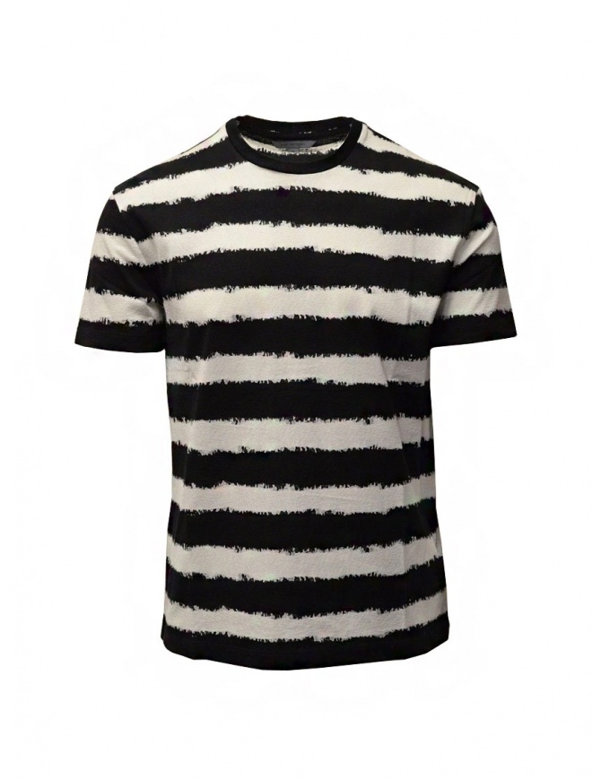 John Varvatos t-shirt a righe orizzontali bianche e nere K3258W1 BSC12 BLK 001