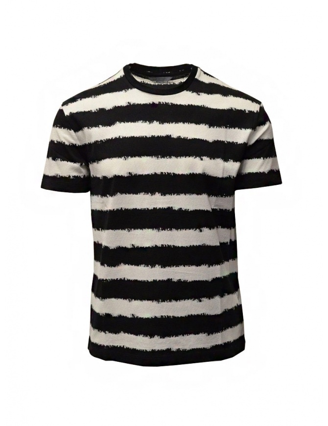 John Varvatos t-shirt a righe orizzontali bianche e nere K3258W1 BSC12 BLK 001 t shirt uomo online shopping