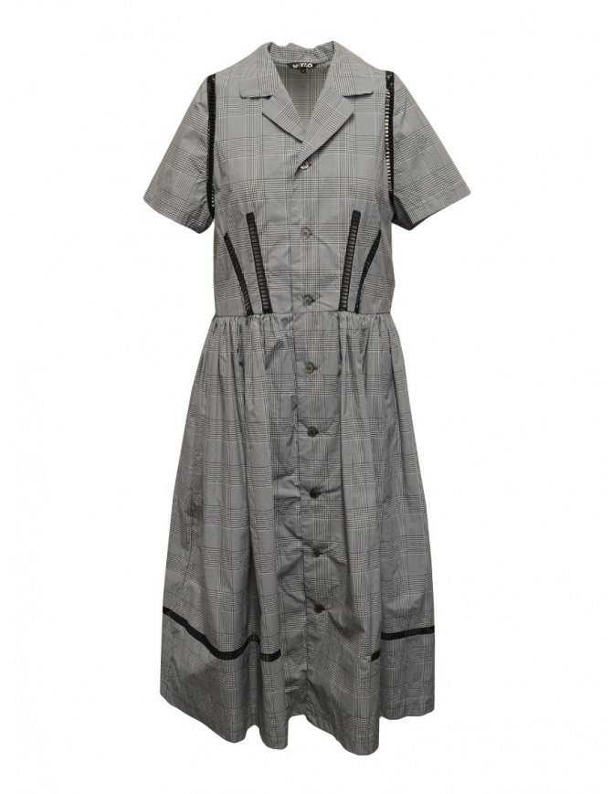 Miyao Prince of Wales check dress in gray MSOP-01 GLEN CHKxBLK womens dresses online shopping