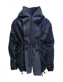 Kapital ring coat in dark blue denim buy online