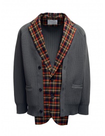 Kolor red and blue checked cardigan jacket 20SCM-J03105 NAVYxRED