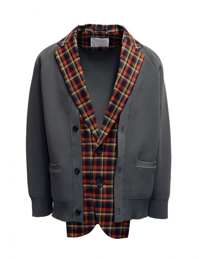 Kolor red and blue checked cardigan jacket 20SCM-J03105 NAVYxRED mens jackets online shopping