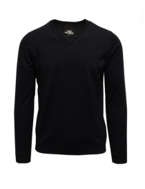 Men s knitwear online: Blue Goes Botanical Sweater V Neckline