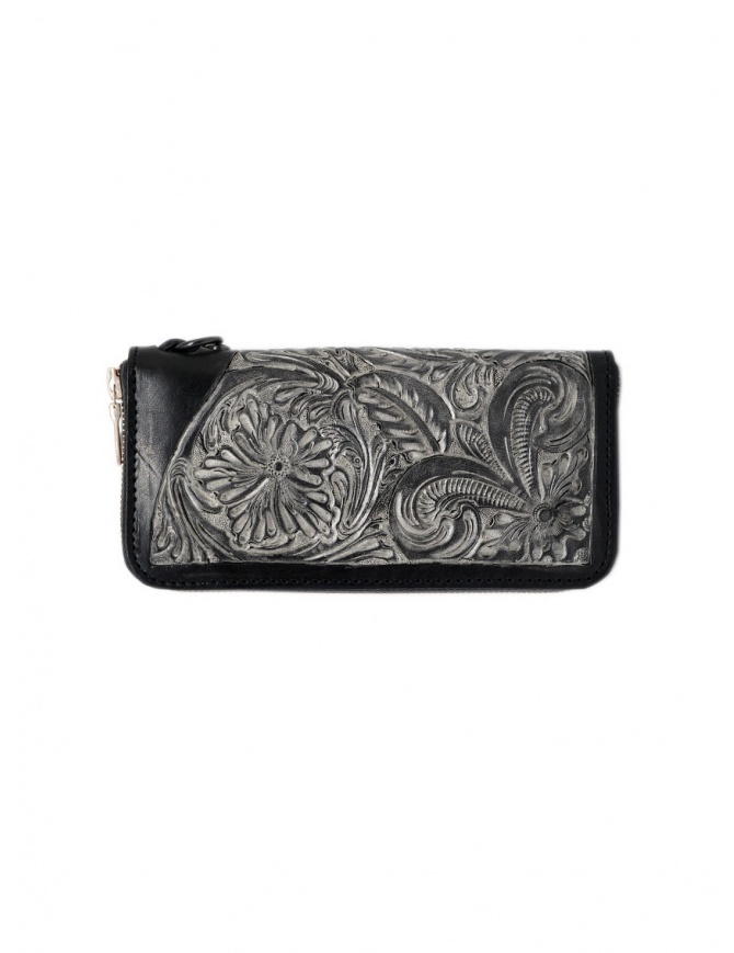 Gaiede black leather wallet decorated in silver ATCW001 BLACKxSILVER