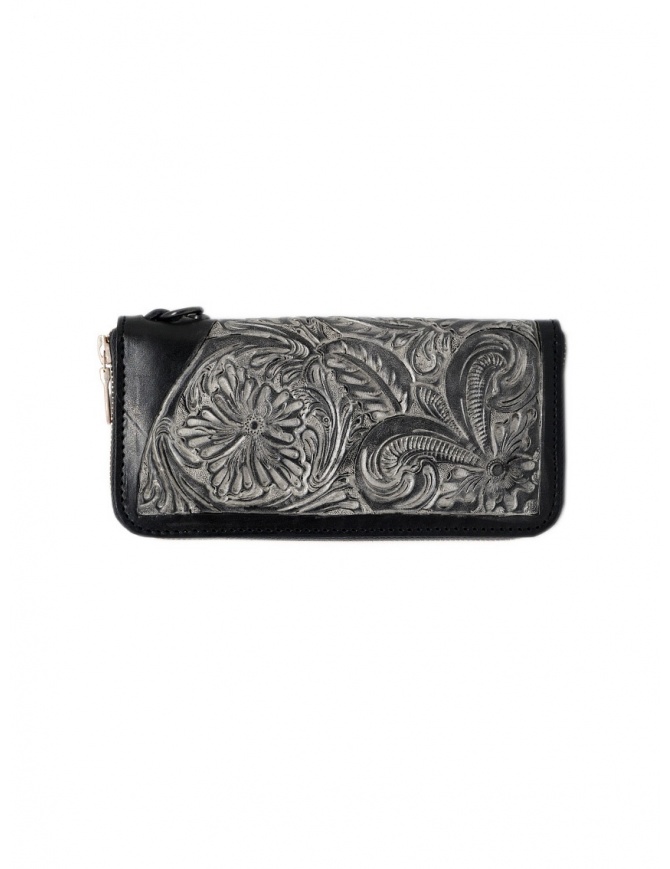 Gaiede black leather wallet decorated in silver ATCW001 BLACKxSILVER wallets online shopping