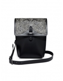 Gaiede leather bag with flap decorated in silver ATCB002 BLACKxSILVER