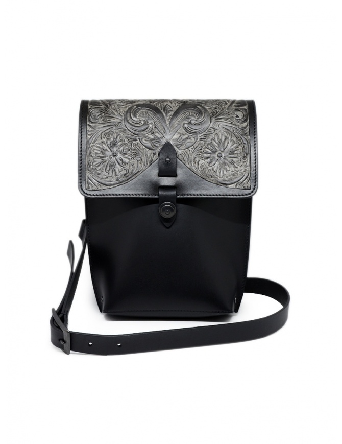 Gaiede leather bag with flap decorated in silver ATCB002 BLACKxSILVER bags online shopping