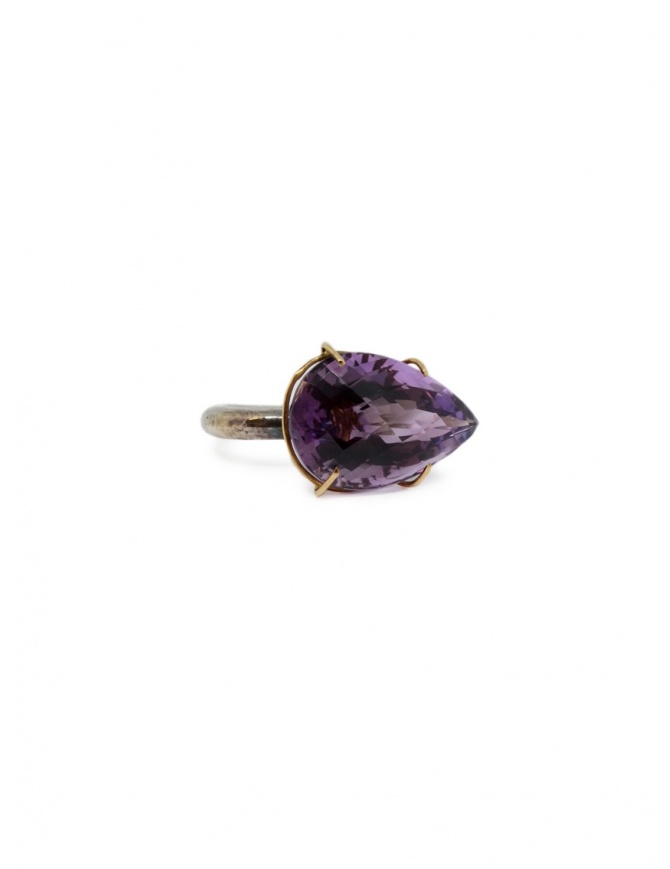 Argento Sterling Opale Anello W/Hexagon-Shaped Colore Ametista Zirconia