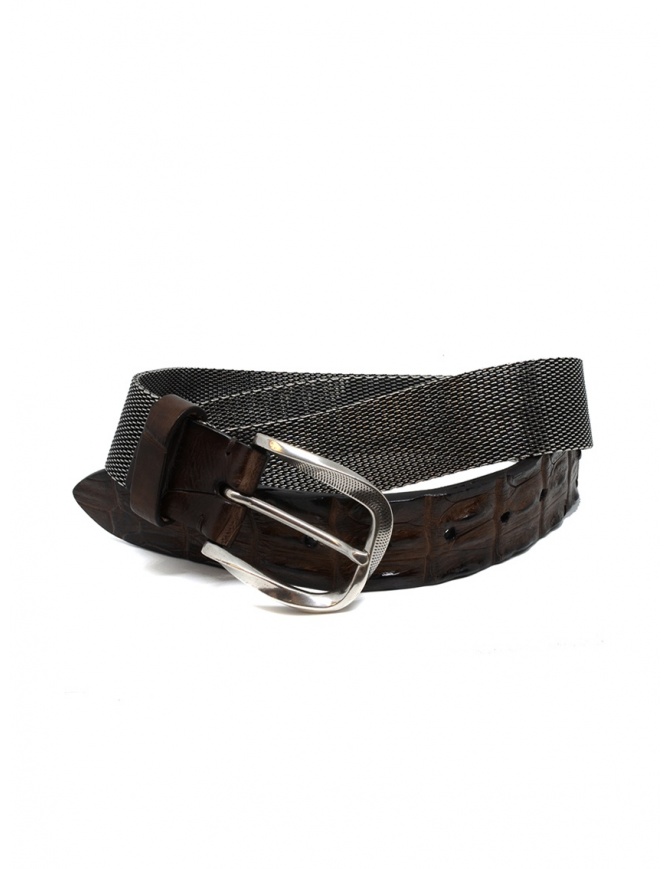 Post&Co TC366 belt in metal and brown crocodile leather TC366 TMORO belts online shopping
