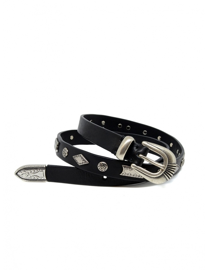 Post&Co 8147 black leather belt with metallic decorations 8147 NERO belts online shopping