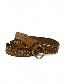 Belts online: Post&Co 8122CR cognac suede belt with studs