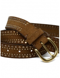 Post&Co 8122CR cognac suede belt with studs