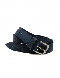 Belts online: Post&Co 8022CR blue suede belt with studs