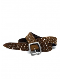 Post&Co TC321 perforated and studded cognac suede belt TC321 COGNAC