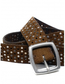 Post&Co TC321 perforated and studded cognac suede belt buy online