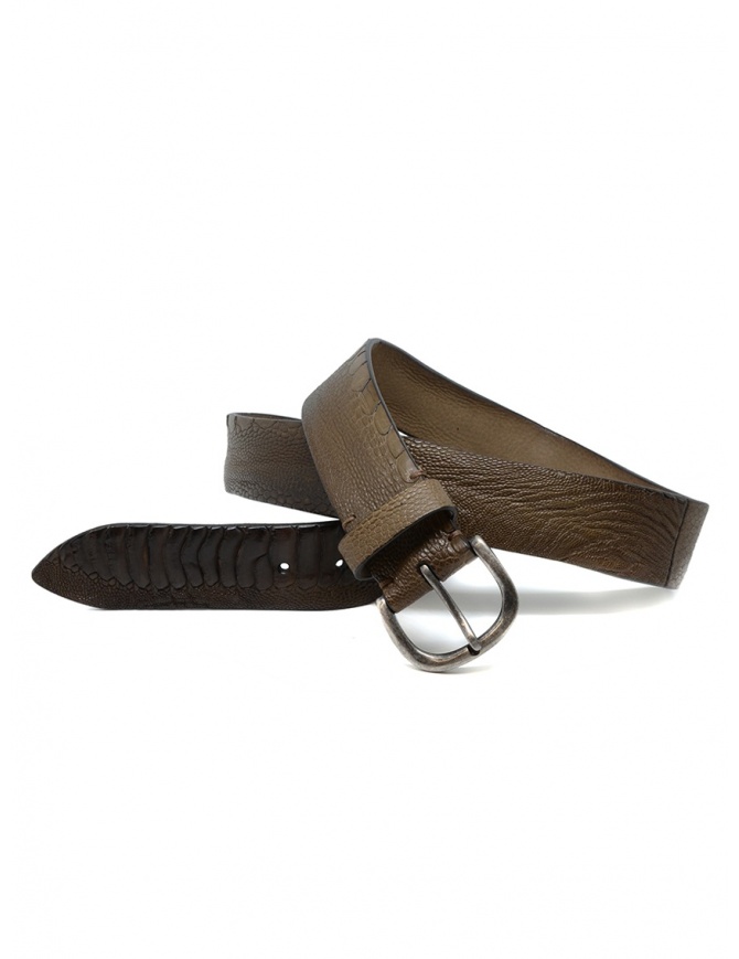 Post&Co TC316 brown and beige ostrich leather belt TC316 TMORO/BEIGE belts online shopping