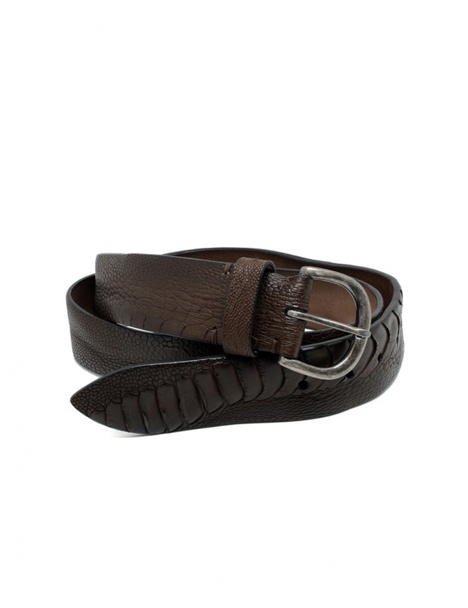 Post&Co TC316 belt in dark brown and brown ostrich leather TC316 TMORO/MARRONE belts online shopping