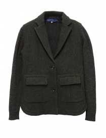 Womens suit jackets online: Hiromi Tsuyoshi herringbone green wool blazer-cardigan