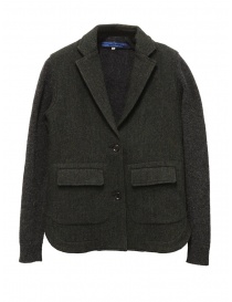 Hiromi Tsuyoshi herringbone green wool blazer-cardigan online