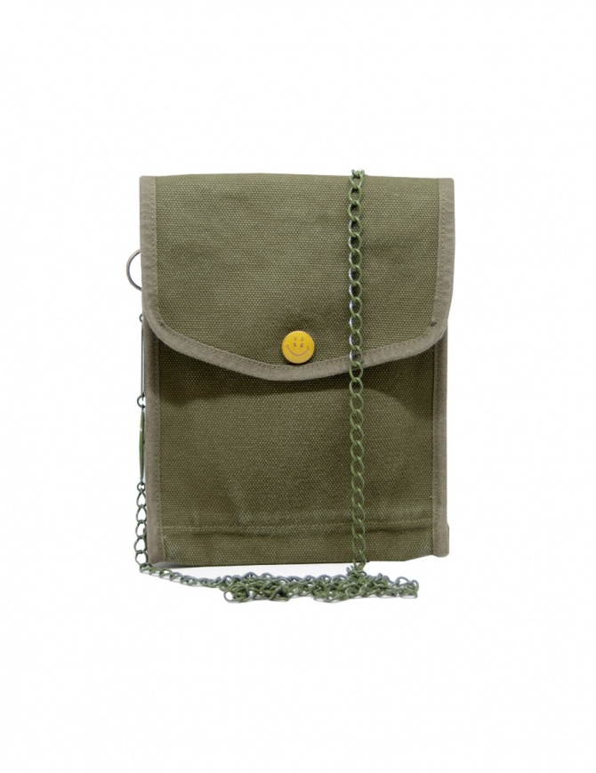 Kapital khaki bag with smile button K2004XB536 KHA bags online shopping