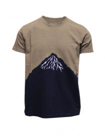 Kapital khaki t-shirt with blue Mount Fuji and climber EK-942 SUM order online