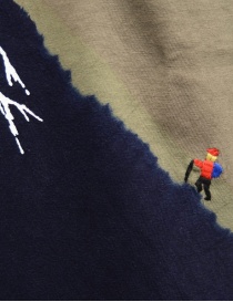 Kapital khaki t-shirt with blue Mount Fuji and climber mens t shirts buy online