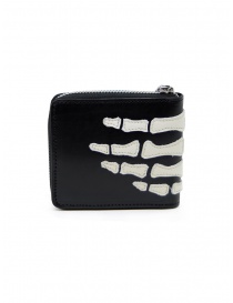 Kapital black leather wallet with hand skeleton