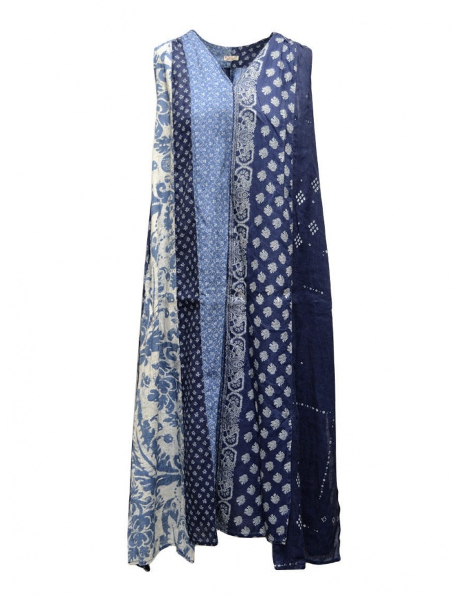 Kapital long sleeveless indigo mixed fantasy dress K2004OP145 IDG womens dresses online shopping