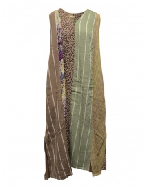 Kapital long sleeveless dress in mixed brown pattern online