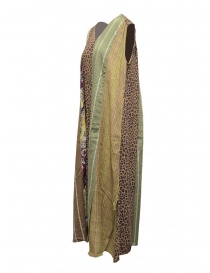 Kapital long sleeveless dress in mixed brown pattern