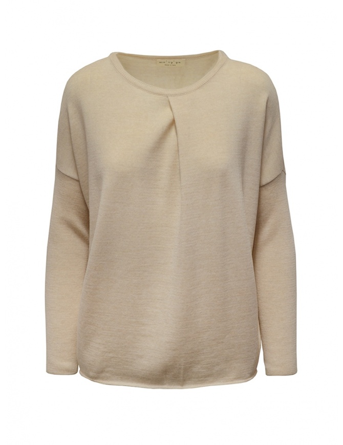 Ma'ry'ya maglia beige chiaro con piega frontale YDK032 3BEIGE maglieria donna online shopping