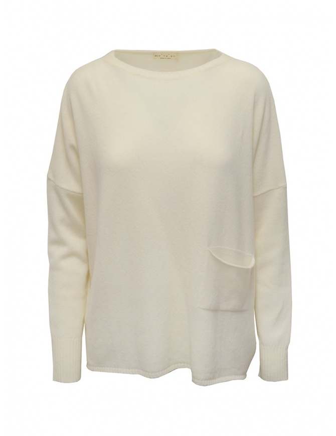 Ma'ry'ya white pullover with pocket YDK019 1WHITE women s knitwear online shopping