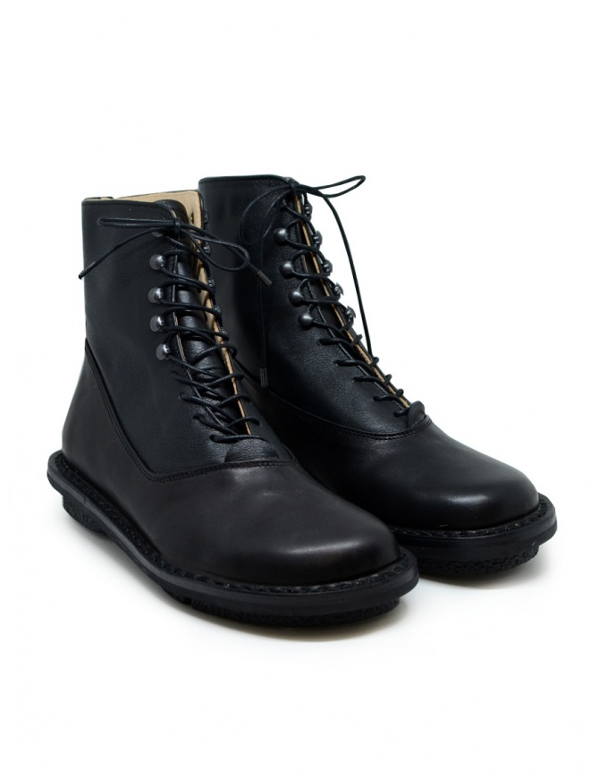 Trippen Mascha stivali in pelle nera con lacci MASCHA F BLACK-WAW BLACK-SFT calzature donna online shopping