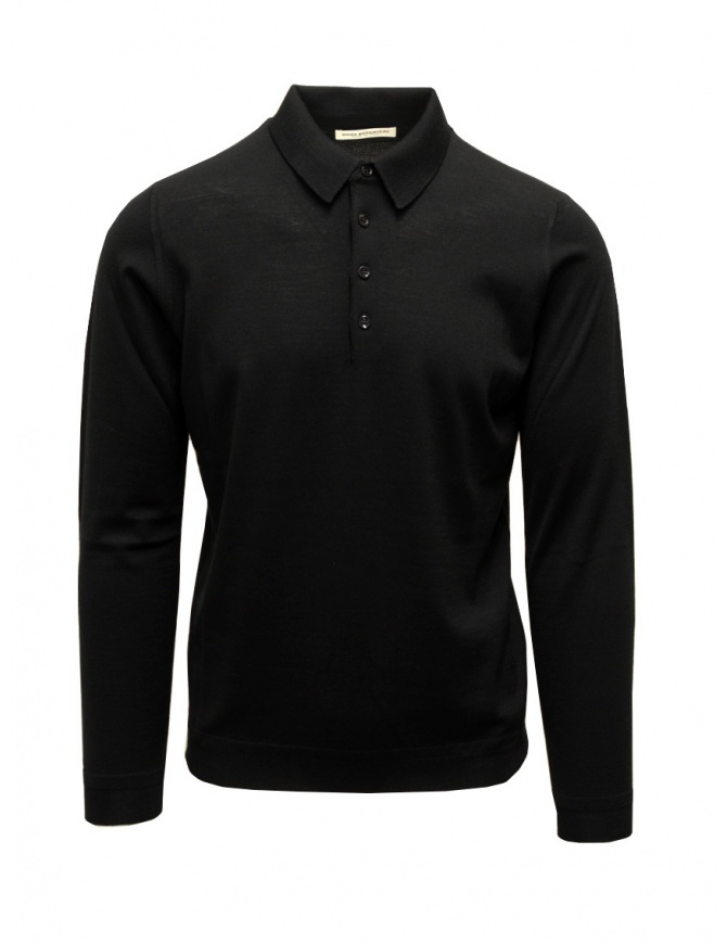 Goes Botanical black long-sleeve polo shirt 103 NERO men s knitwear online shopping