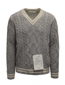 Ballantyne Raw Diamond pullover scollo a V grigio e bianco R2P062 5K018 95055 GREY-WHT ordine online
