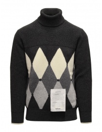 Men s knitwear online: Ballantyne Raw Diamond grey diamond turtleneck