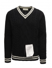 Ballantyne pullover scollo a V nero e bianco R2P062 5K018 95514 BLK-WHT