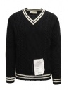 Ballantyne pullover scollo a V nero e bianco buy online R2P062 5K018 95514 BLK-WHT