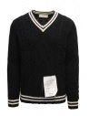 Ballantyne Raw Diamond pullover scollo a V nero e bianco acquista online R2P062 5K018 95514 BLK-WHT