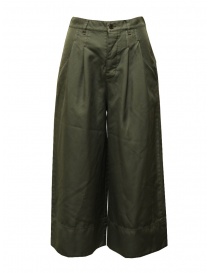 Zucca green wide cropped pants with elastic waistband ZU09FF267-09 KHAKI