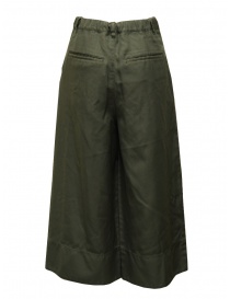 Zucca green wide cropped pants with elastic waistband