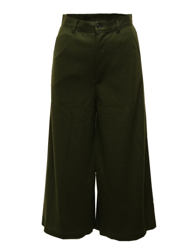Zucca pantaloni ampi cropped in lana verde khaki ZU09JF115-09 KHAKI