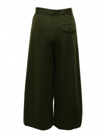Zucca wide cropped pants in khaki green wool buy online