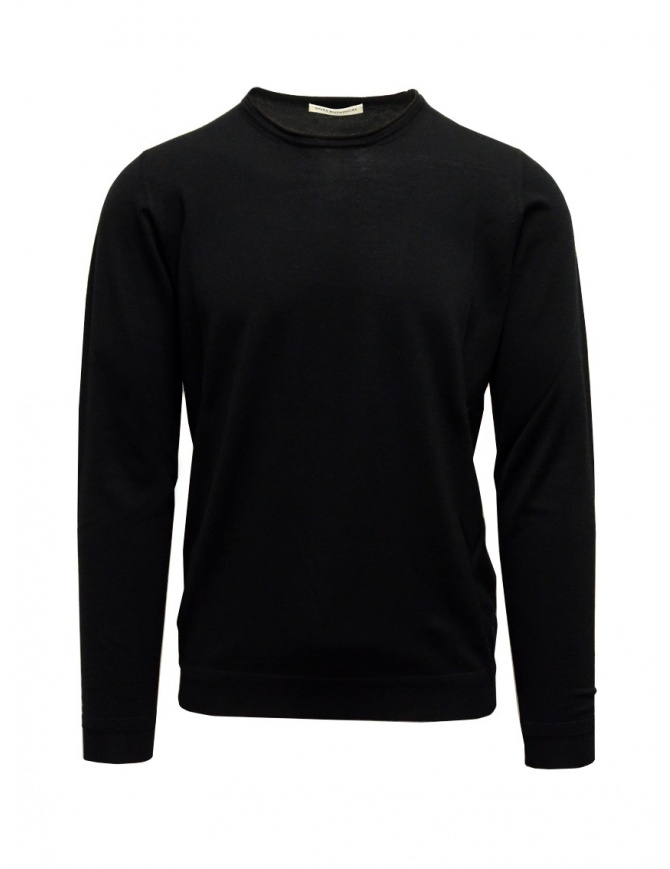 Goes Botanical sweater in black Merino wool 101 NERO men s knitwear online shopping