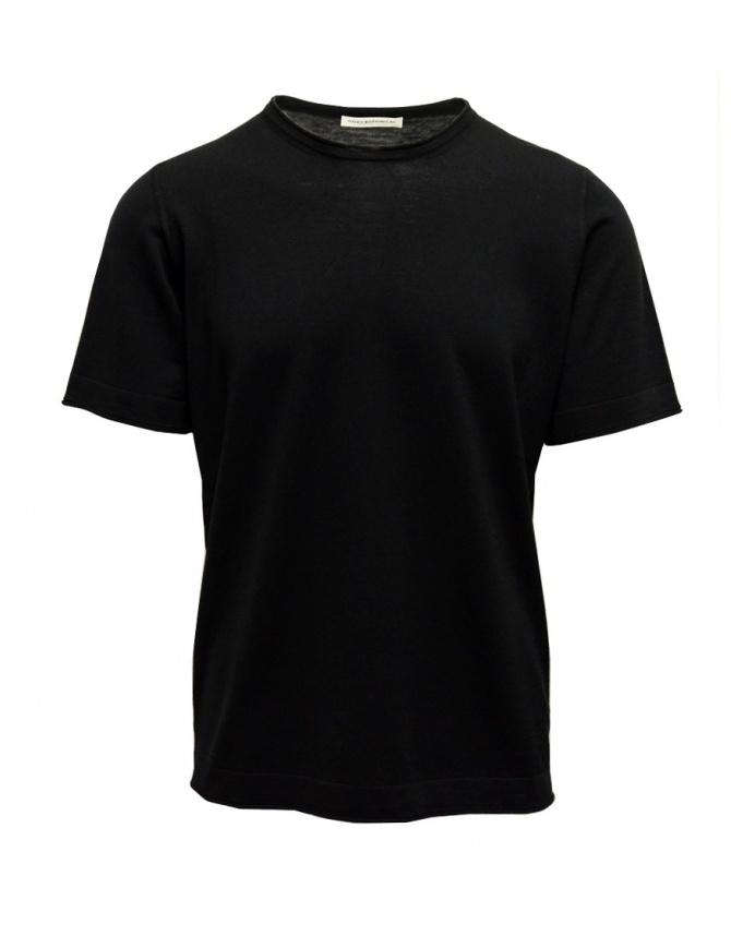 Goes Botanical black T-shirt in merino wool 100 NERO mens t shirts online shopping