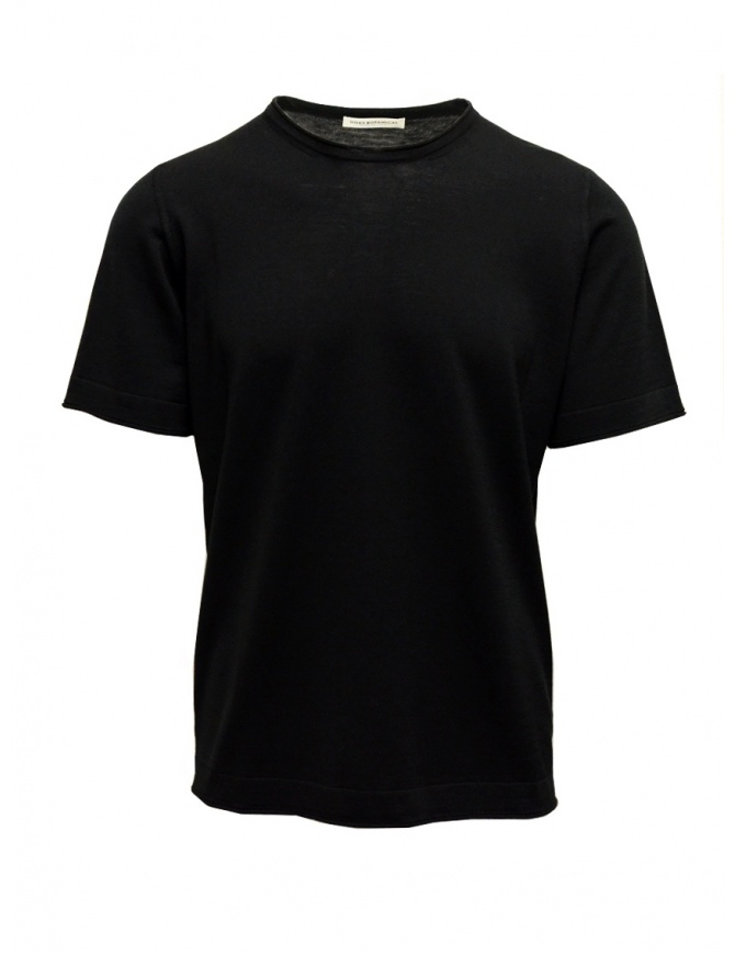 T-shirt Goes Botanical nera in lana merino 100 NERO t shirt uomo online shopping